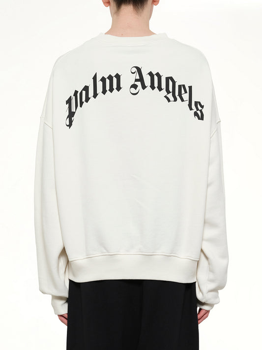 Back Curved Logo Loose Sweatshirt in Off White/Black