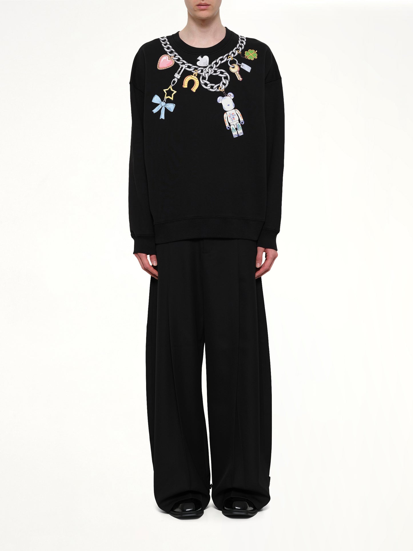 Bearbrick Print Cotton Sweatshirt in Black