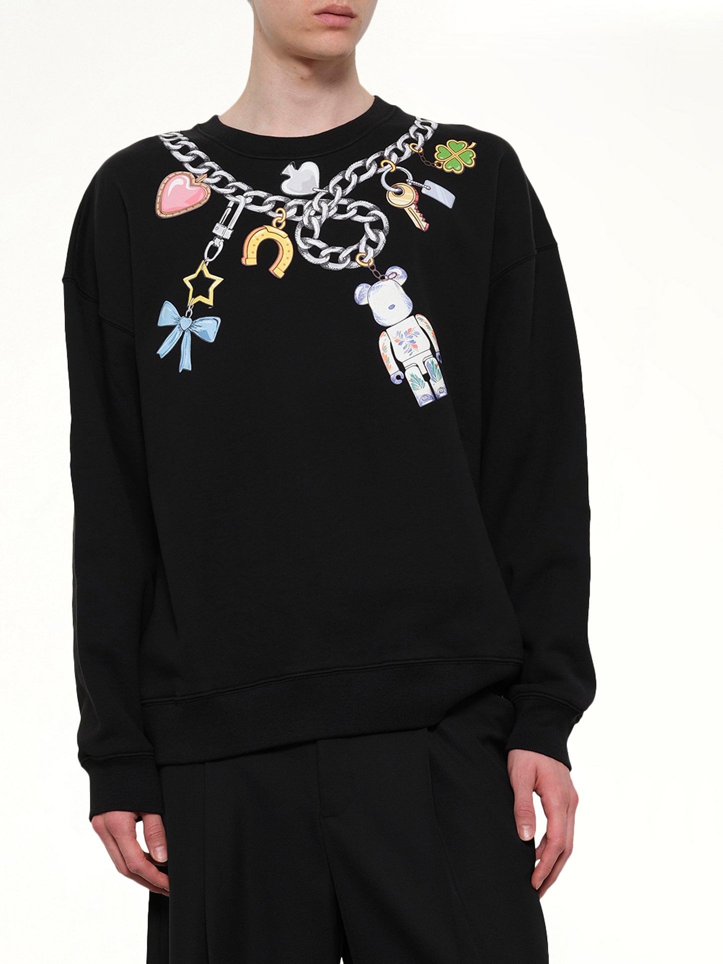 Bearbrick Print Cotton Sweatshirt in Black