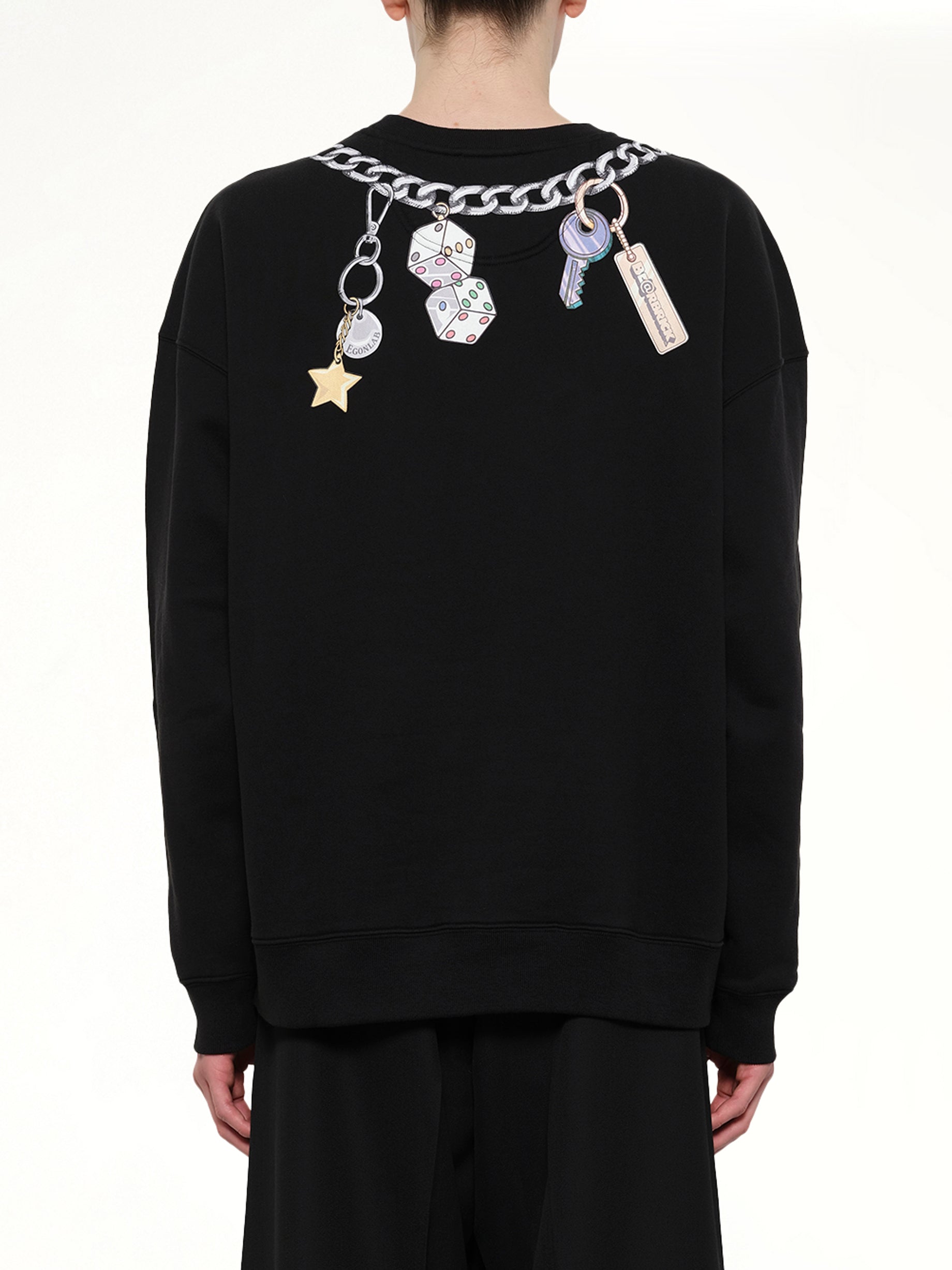 EGONLAB Bearbrick Print Cotton Sweatshirt in Black Back View from MARAIS