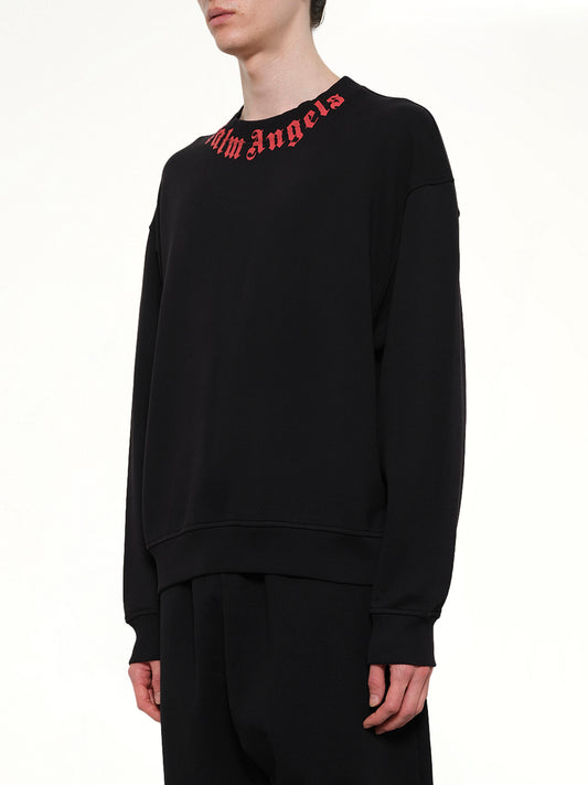 Neck Logo Regular Sweatshirt in Black/Red
