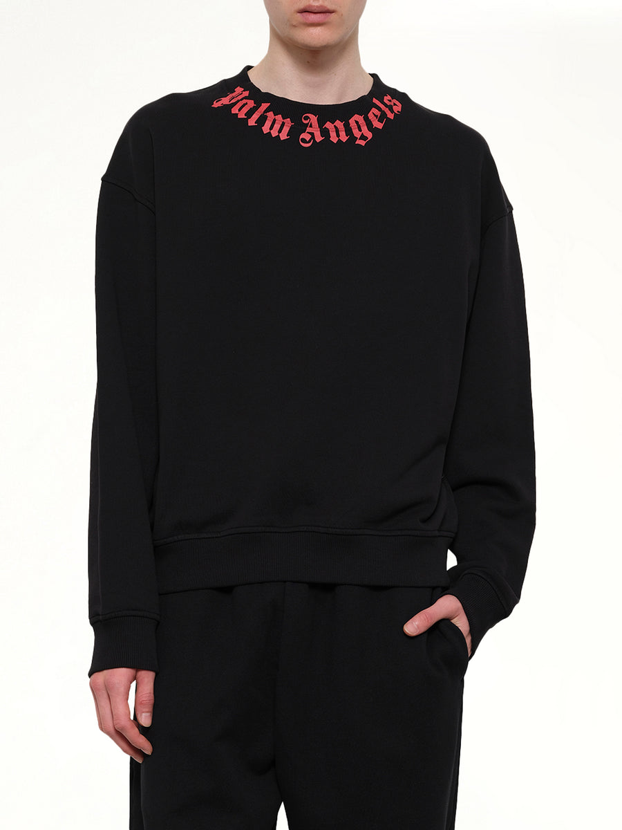 Neck Logo Regular Sweatshirt in Black/Red