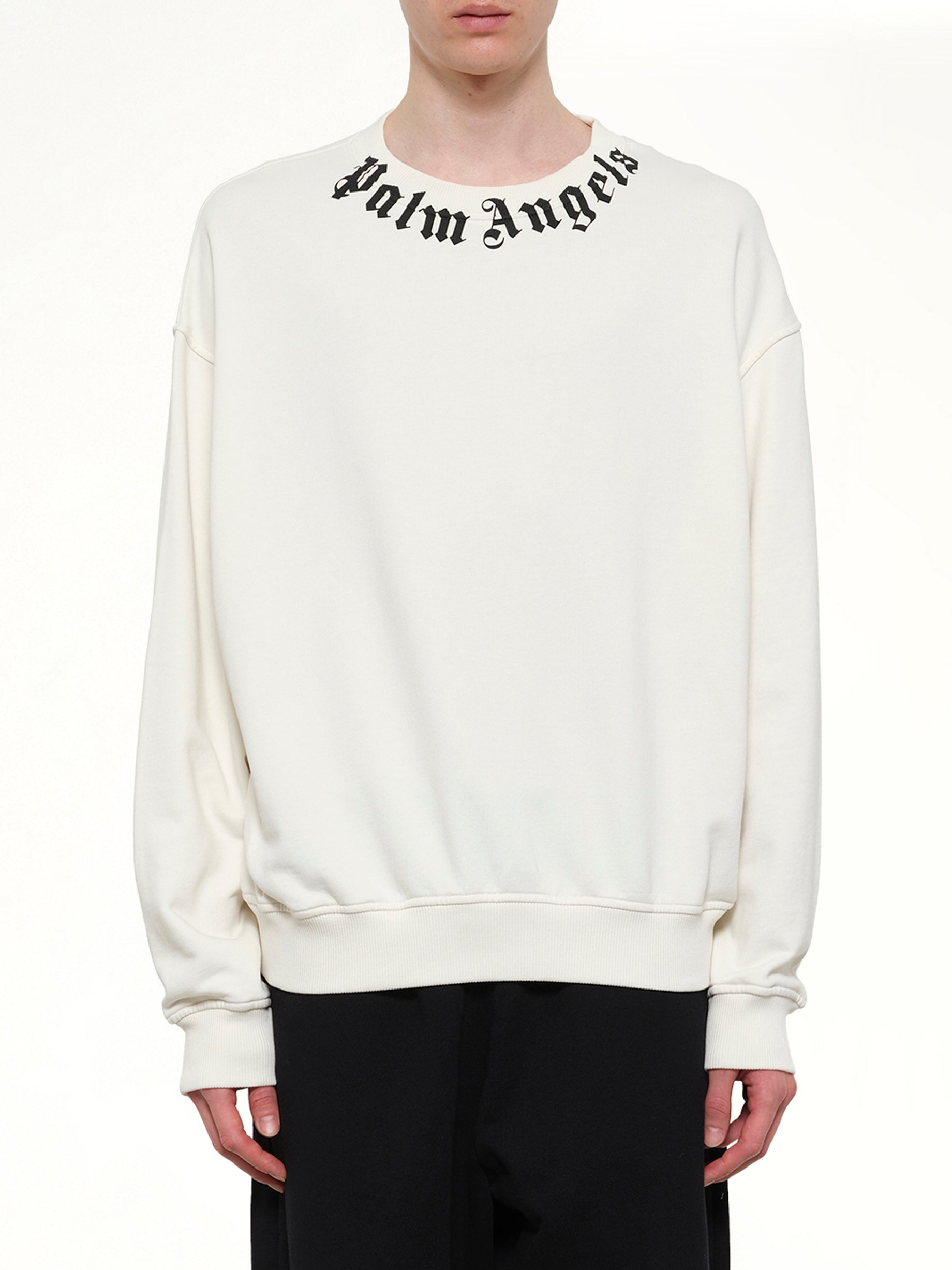Neck Logo Regular Sweatshirt in Off White/Black