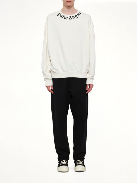 Neck Logo Regular Sweatshirt in Off White/Black