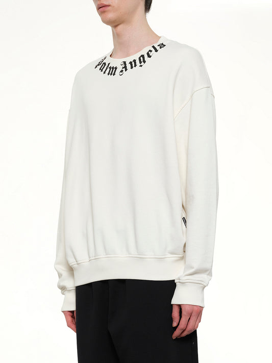Neck Logo Regular Sweatshirt in Off White/Black