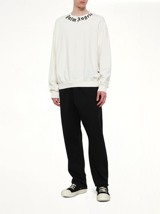 Neck Logo Regular Sweatshirt in Off White/Black