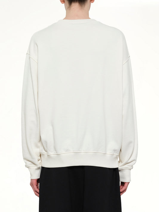 Neck Logo Regular Sweatshirt in Off White/Black