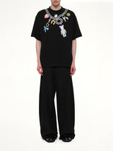 ブラックのベアブリックプリントコットンTシャツ