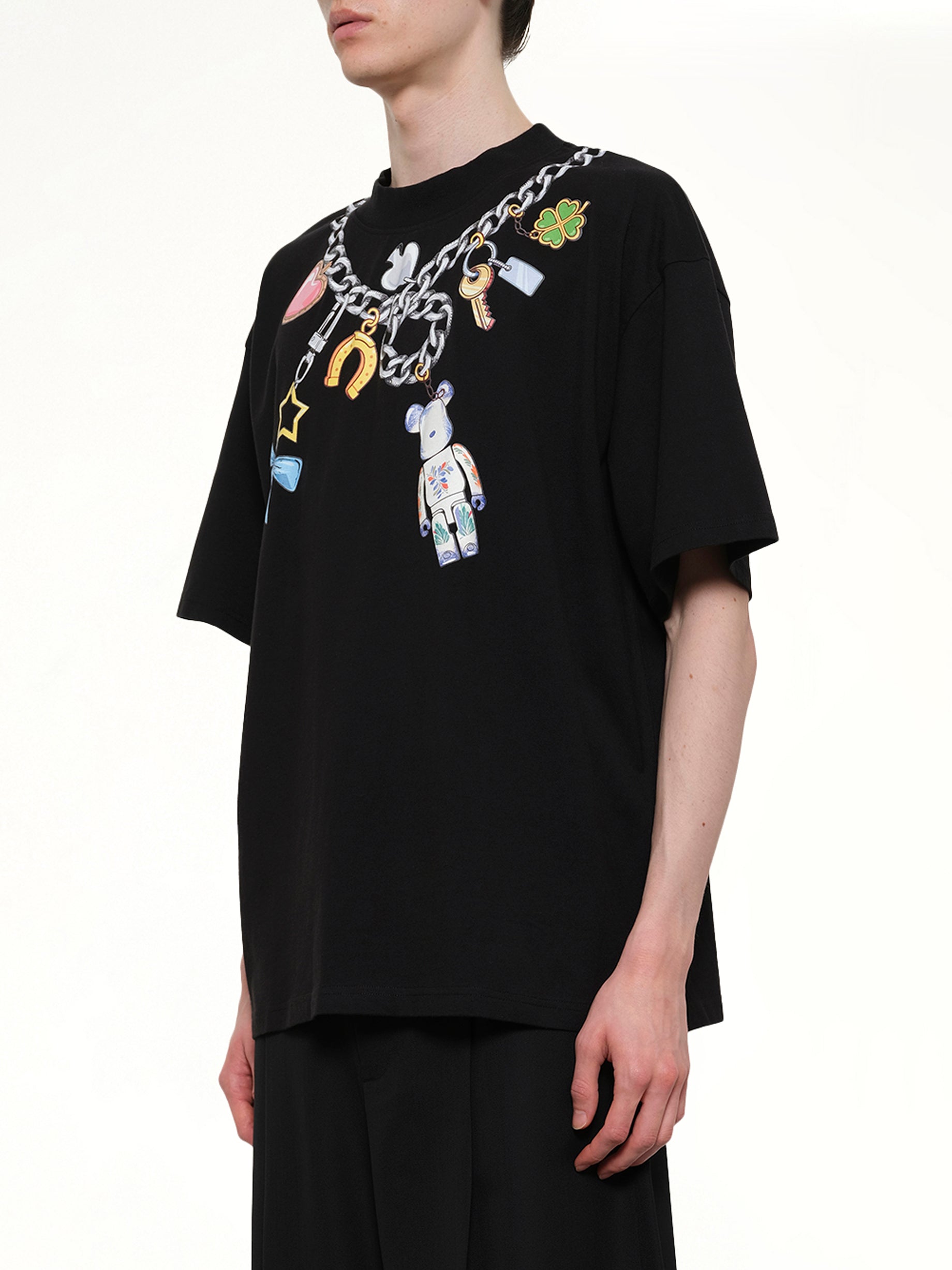 EGONLAB Bearbrick Print Cotton T-Shirt in Black Side View from MARAIS