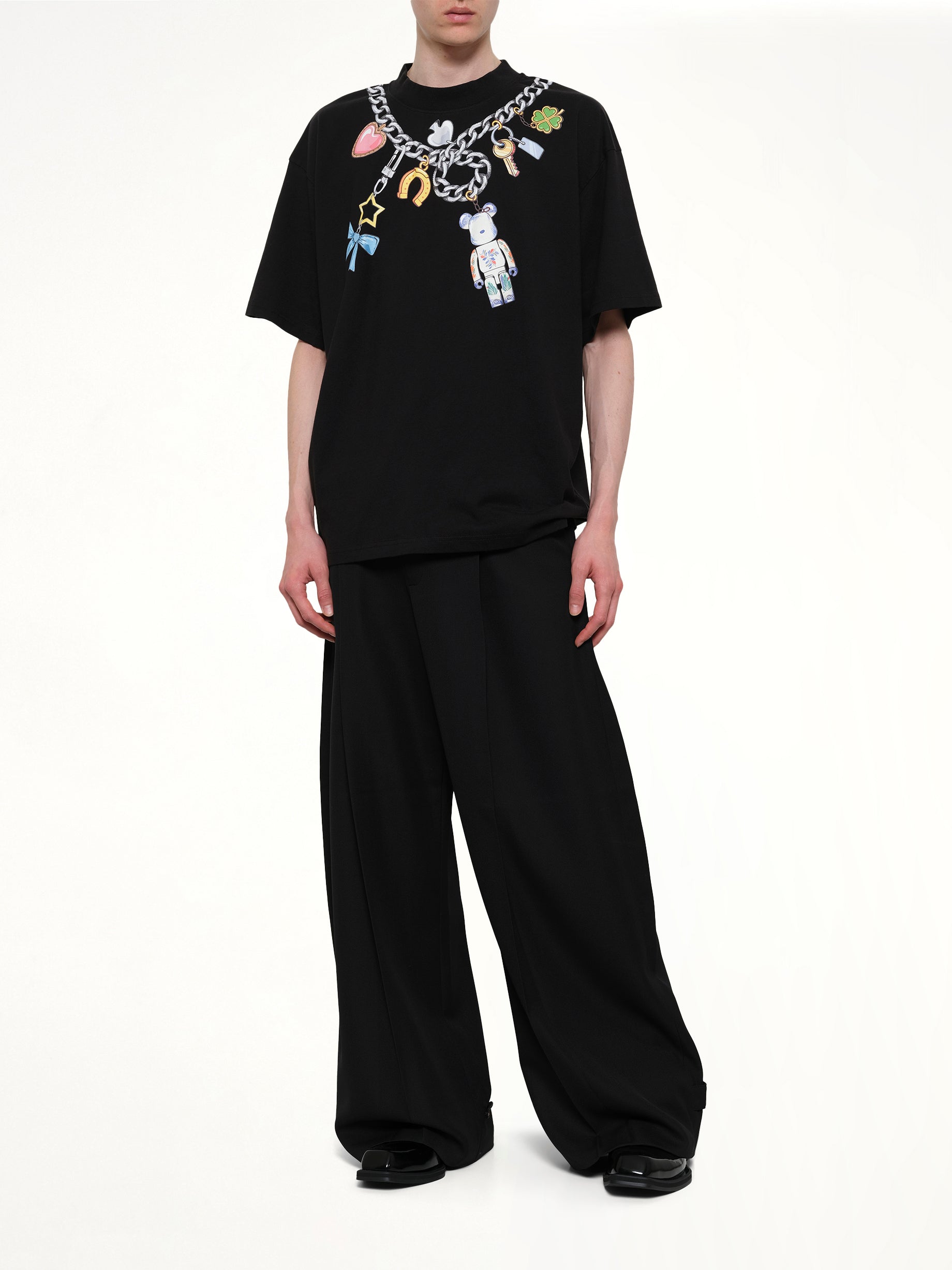 EGONLAB Bearbrick Print Cotton T-Shirt in Black Full Reference from MARAIS