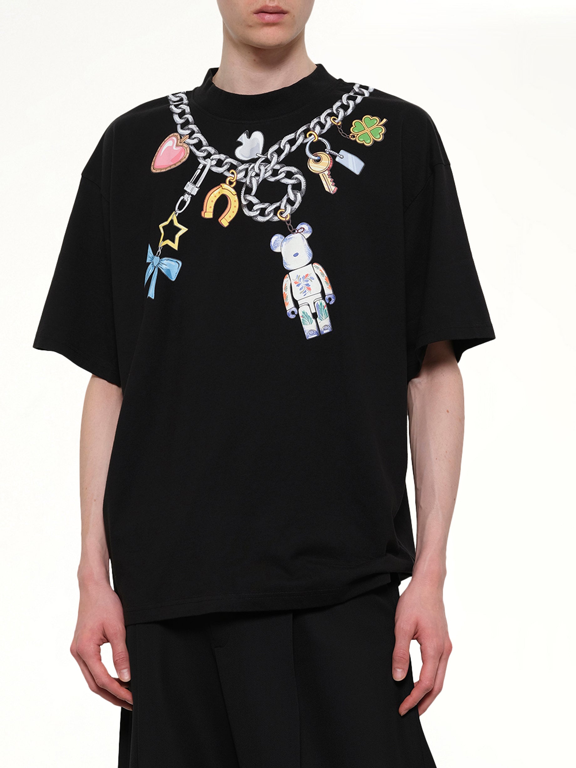 EGONLAB Bearbrick Print Cotton T-Shirt in Black Detail Shot from MARAIS