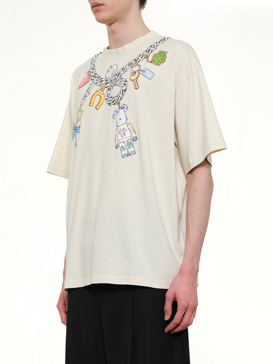 Bearbrick Print Cotton T-Shirt in Natural Raw