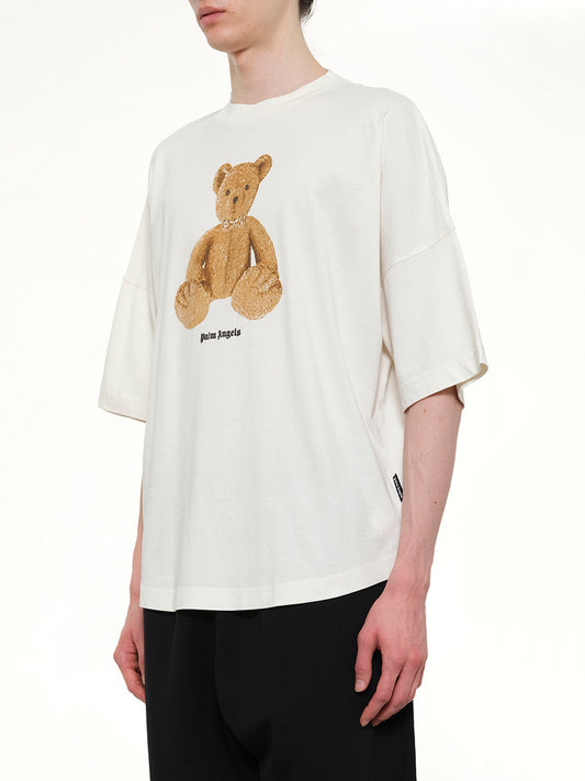 Bear Over T-Shirt in Off White/Brown