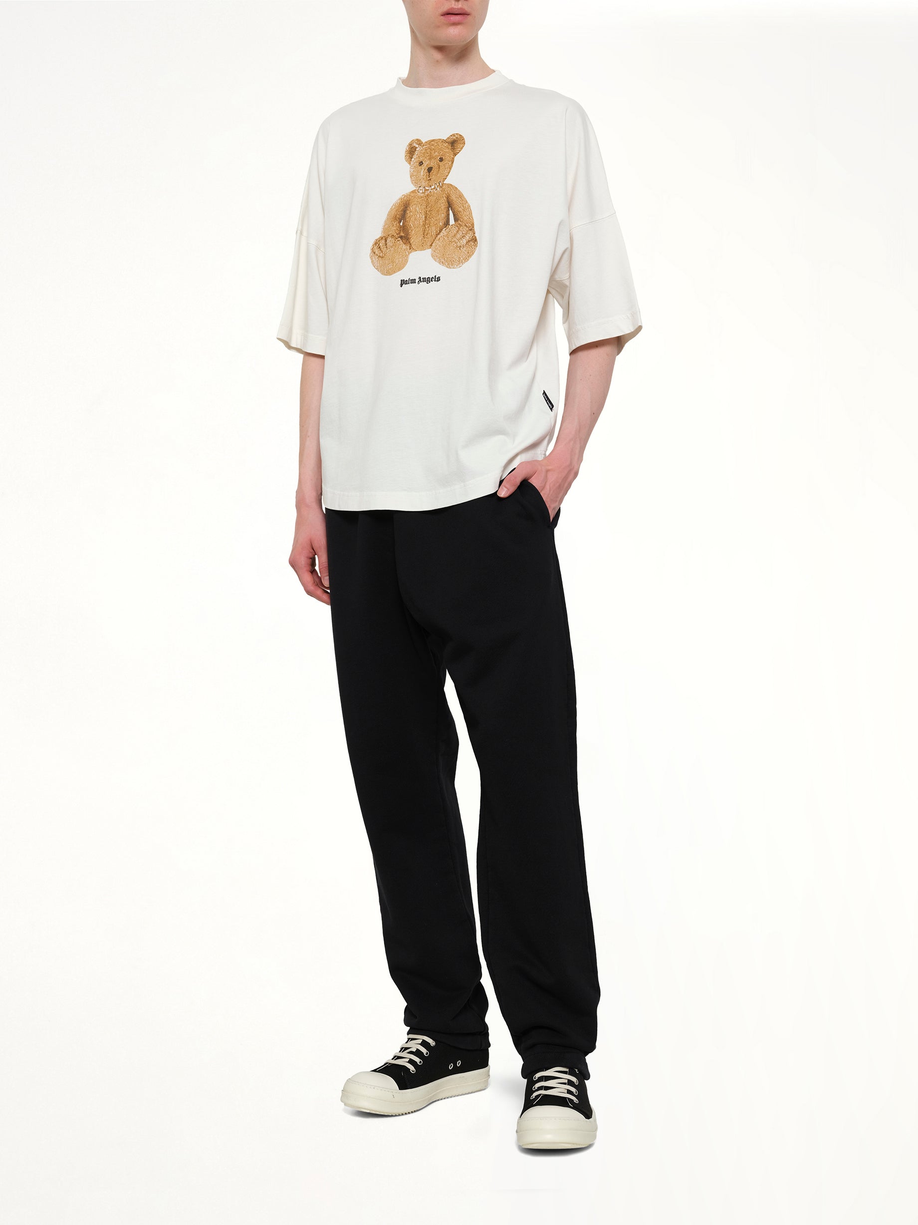Bear Over T-Shirt in Off White/Brown
