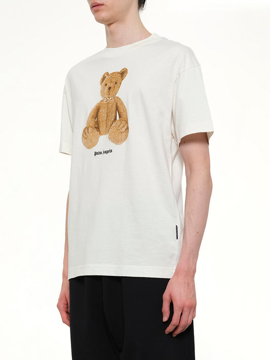 Bear Regular T-Shirt in White/Brown