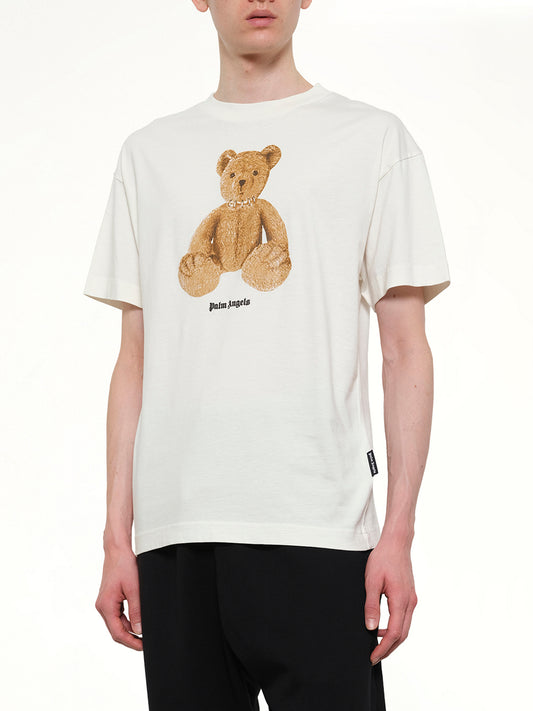 Bear Regular T-Shirt in White/Brown