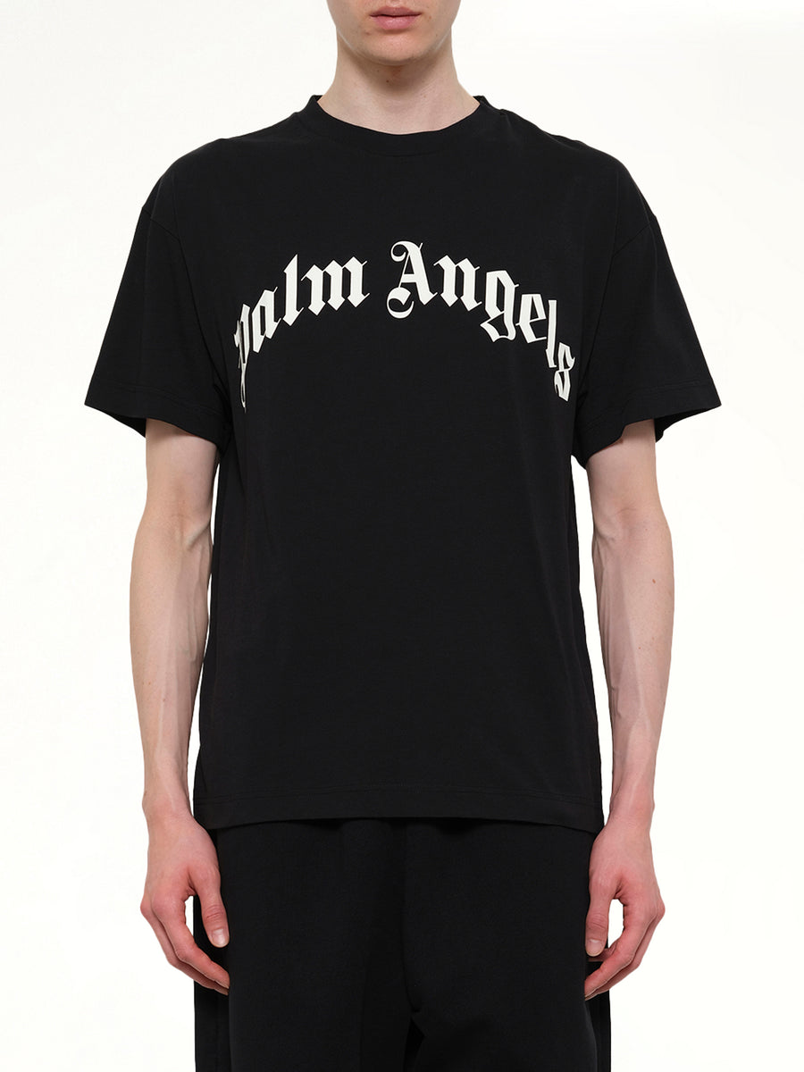 Curved Logo Regular T-Shirt in Black/Off White
