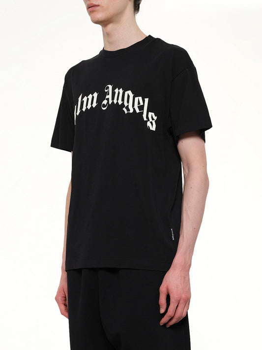 Curved Logo Regular T-Shirt in Black/Off White