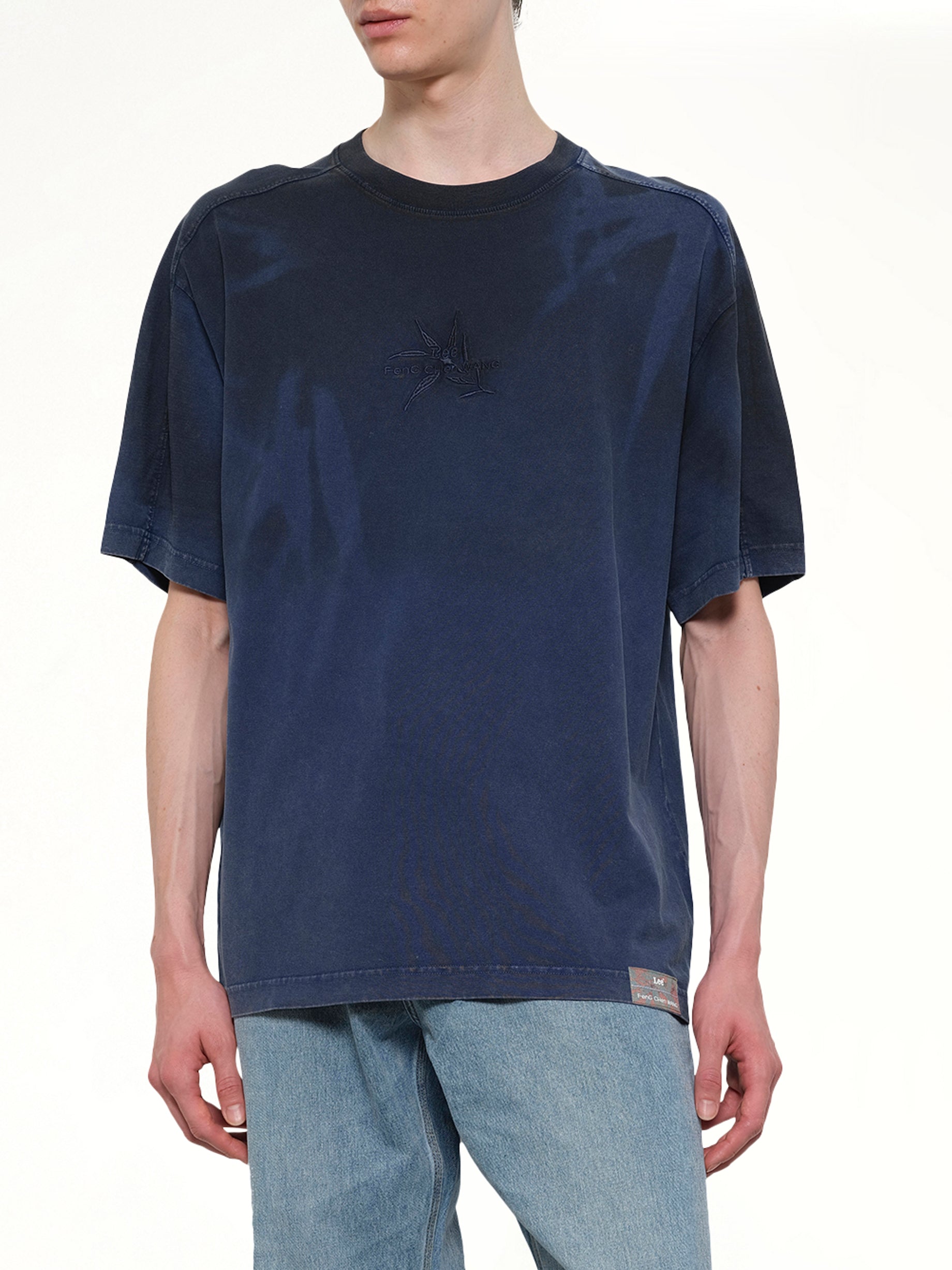 FENG CHEN WANG FCW x Lee T-Shirt in Navy Detail Shot from MARAIS