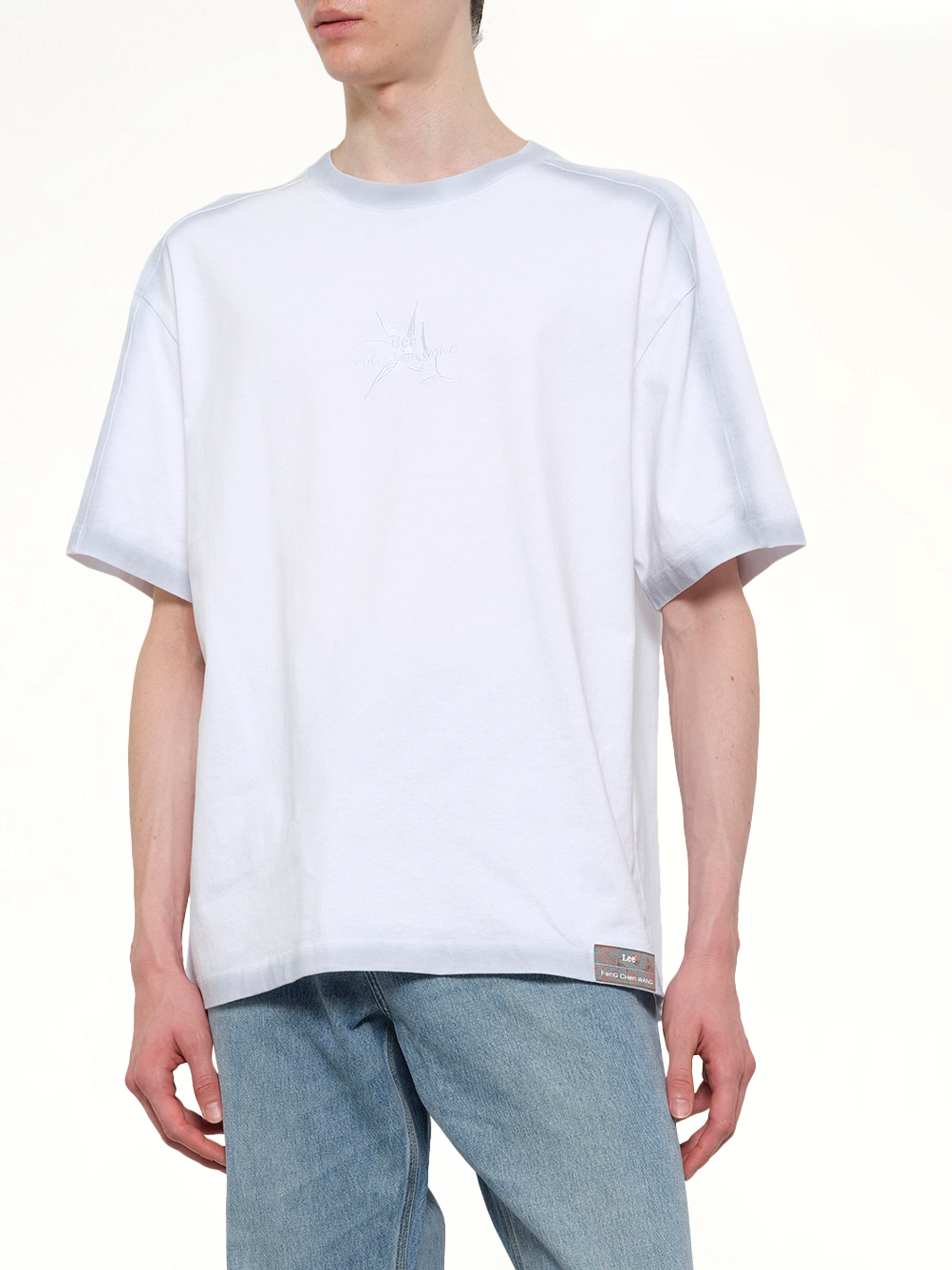 FENG CHEN WANG FCW x Lee T-Shirt in White Detail Shot from MARAIS