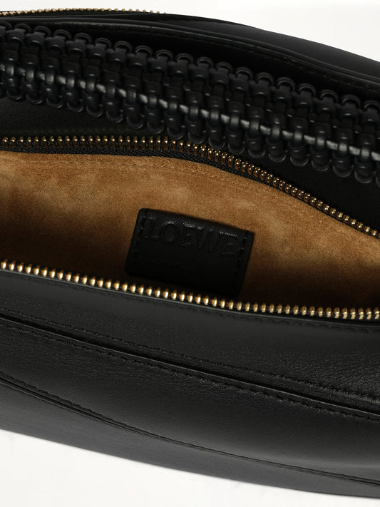 Puzzle Woven Handle Small Bag in Black