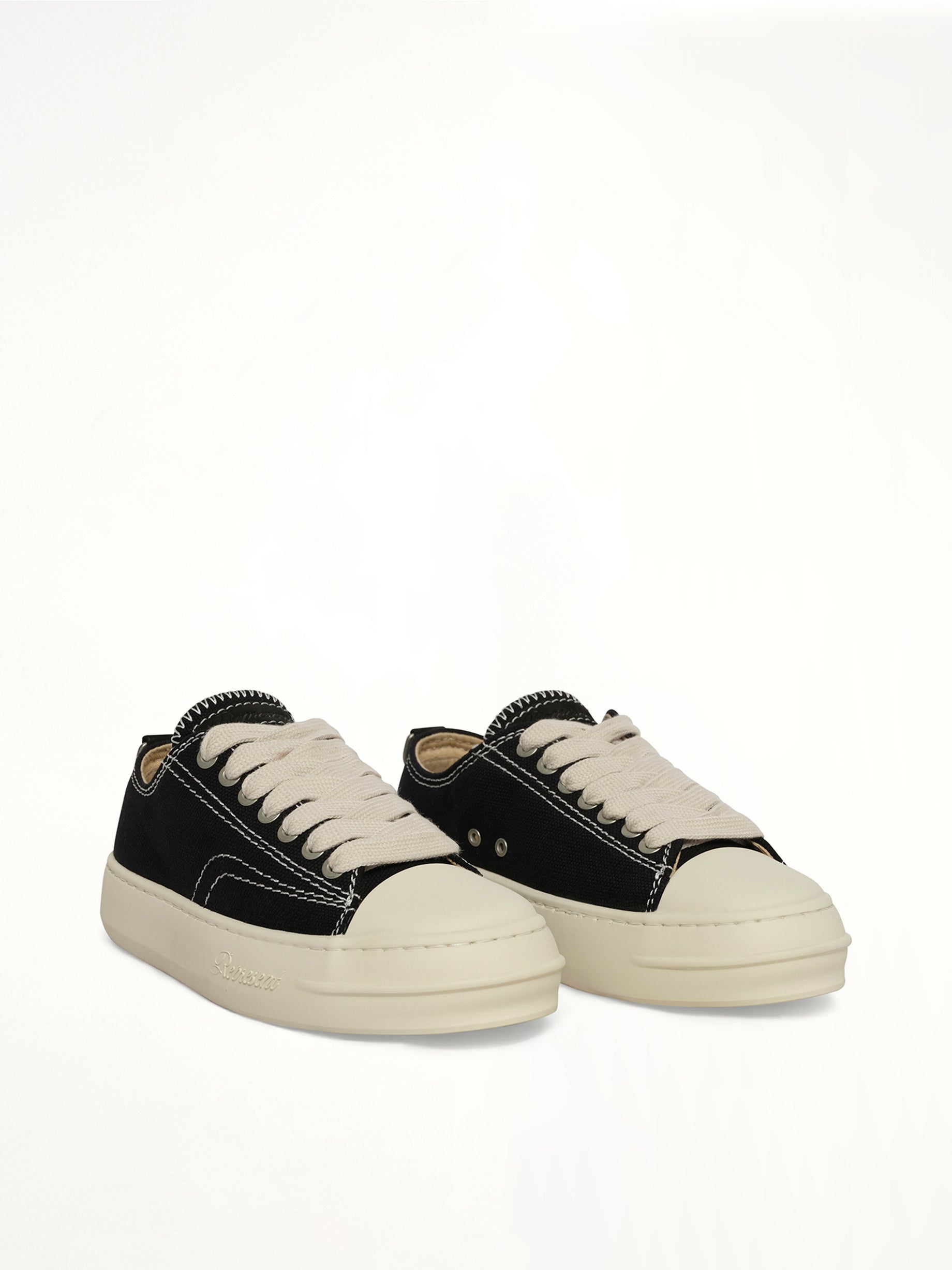 REPRESENT Rep-Cap Sneaker in Jet Black Front View from MARAIS