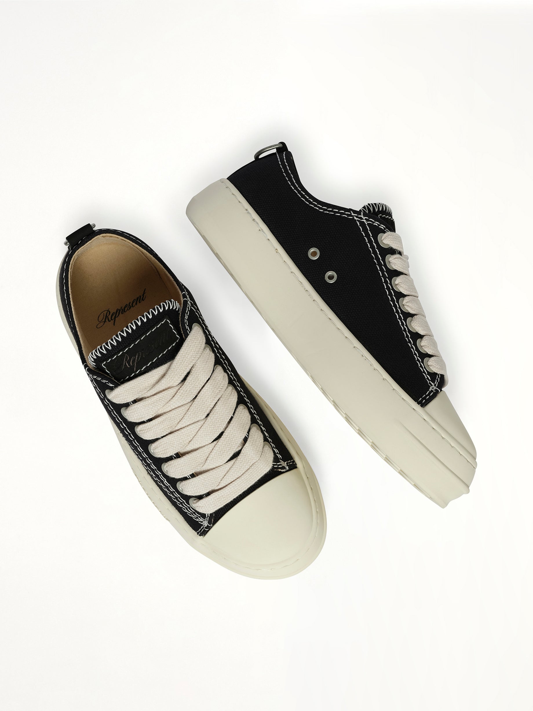 REPRESENT Rep-Cap Sneaker in Jet Black Top View from MARAIS
