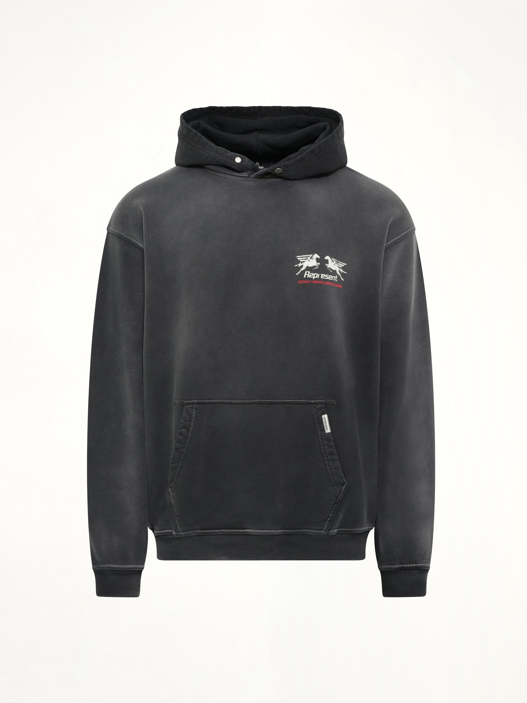 REPRESENT 24 Hour Service Hoodie in Stained Black Product Photo from MARAIS