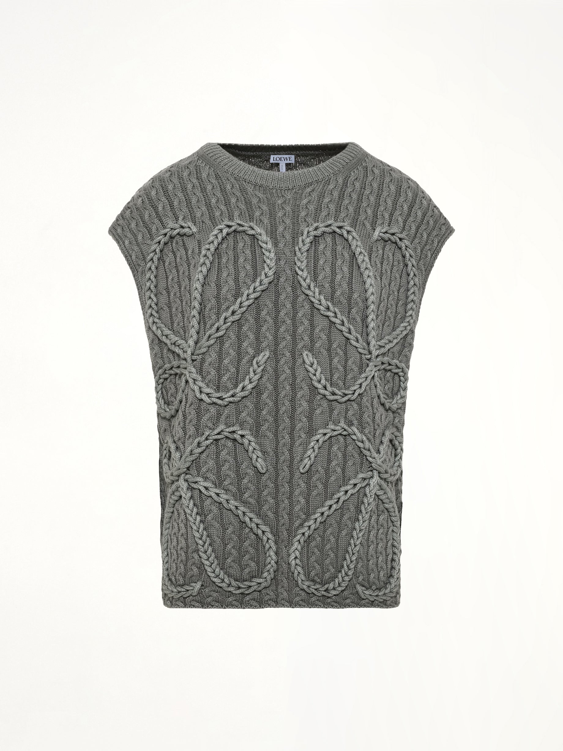 Anagram Knit Vest in Khaki Green