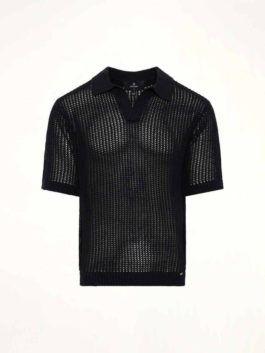 Beverly Knit Polo in Jet Black