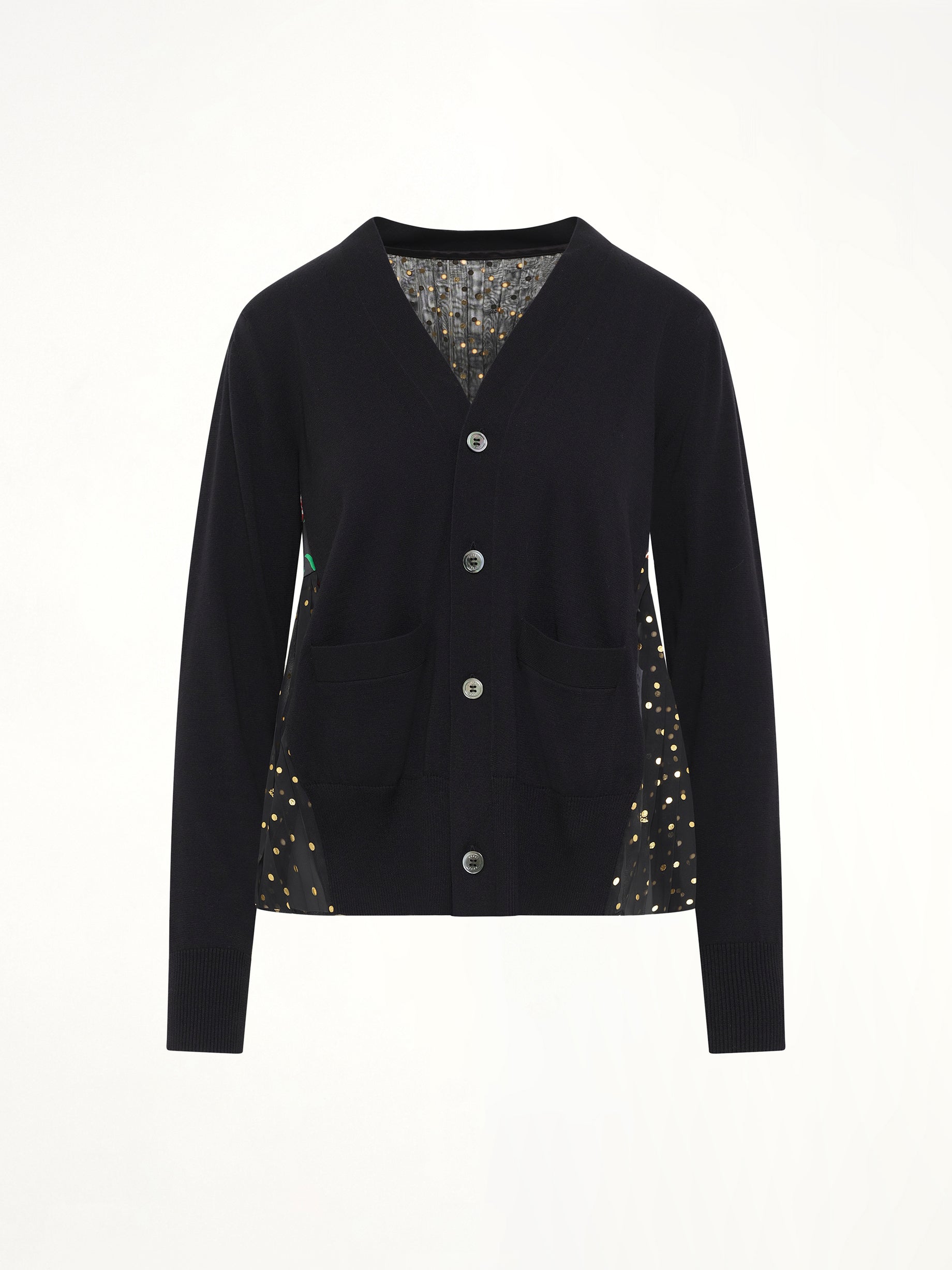 SACAI , Floral Mix Cardigan in Black Product Photo from MARAIS