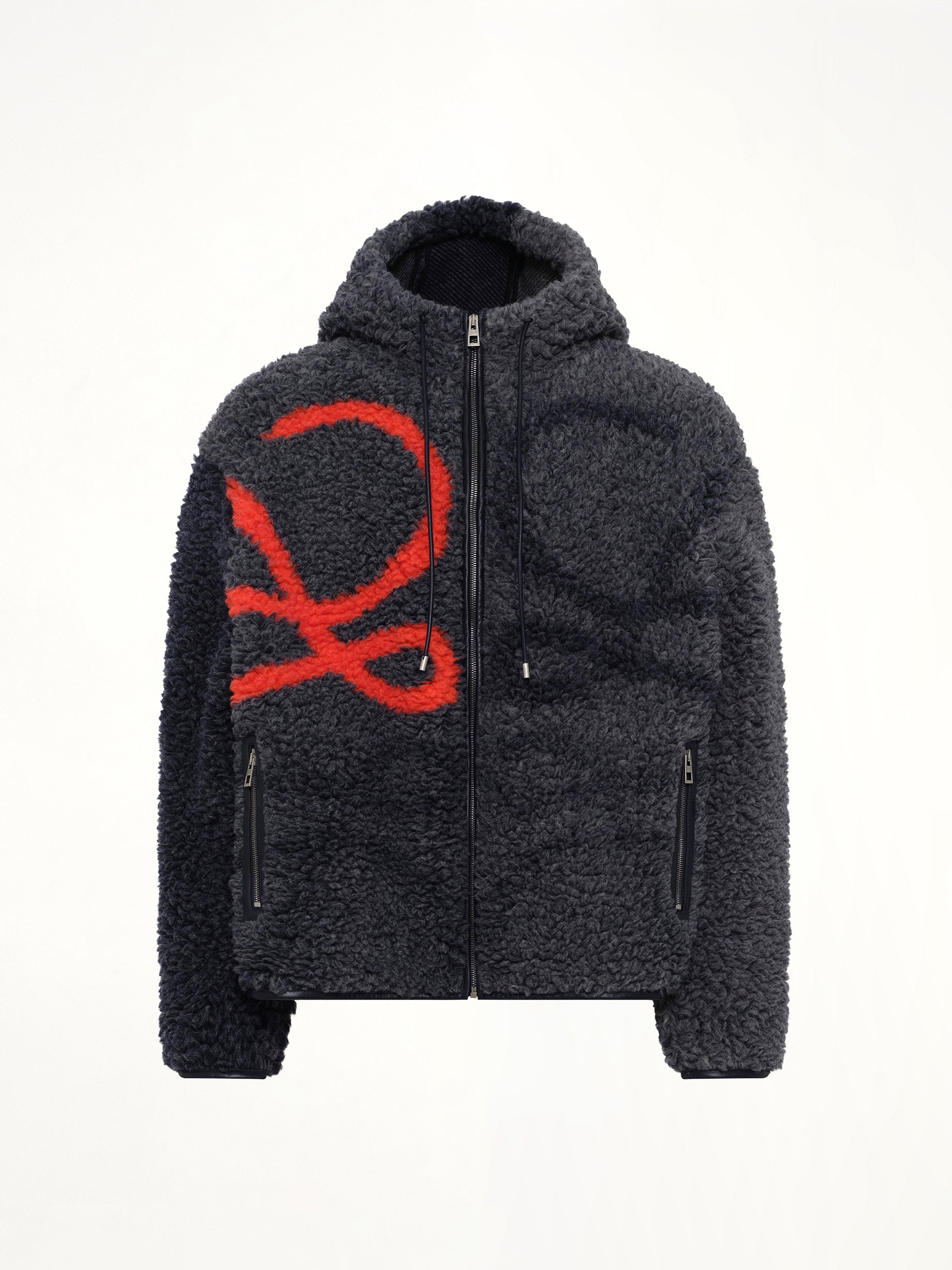 LOEWE Hooded Jacket in Navy/Orange Product Photo from MARAIS