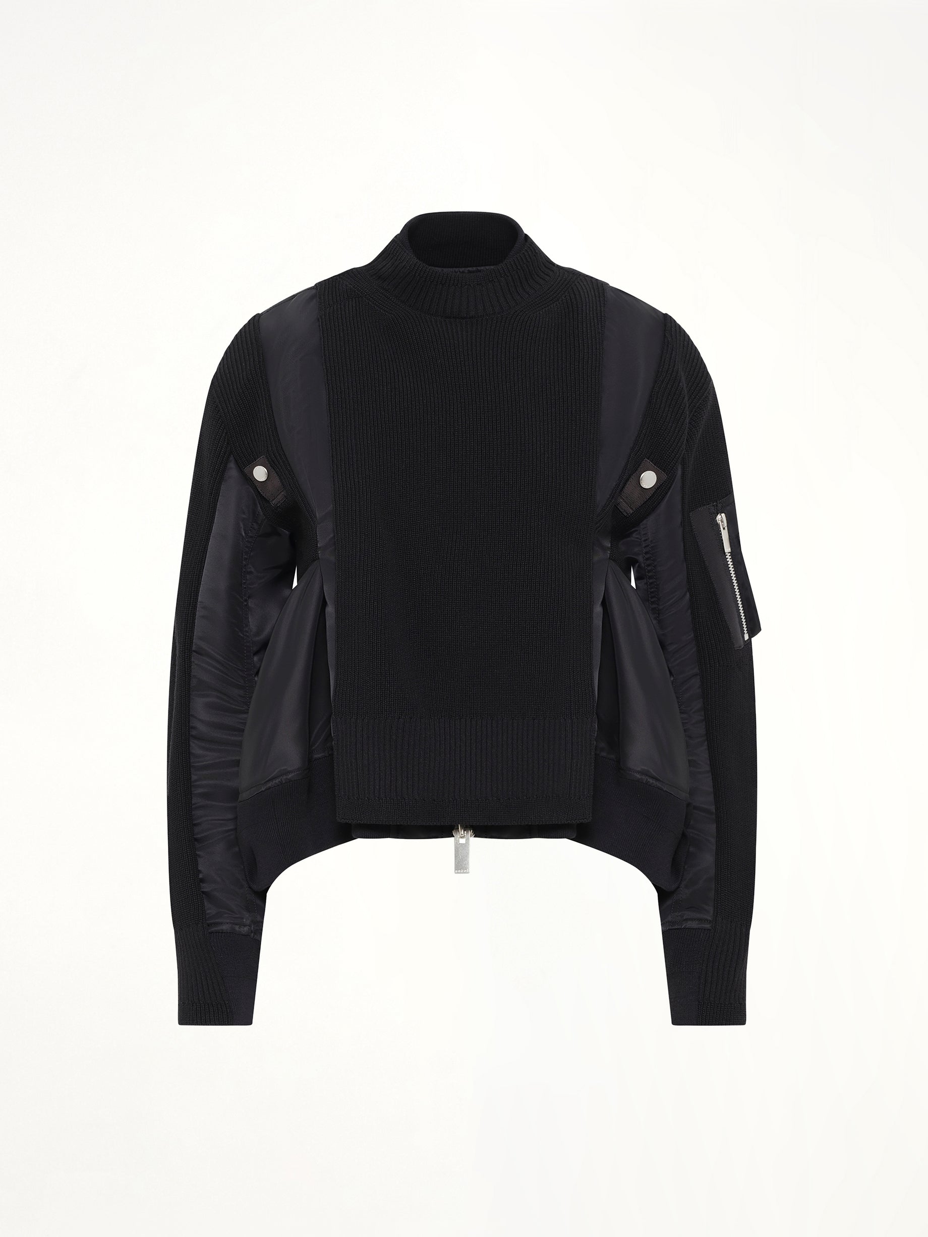 SACAI , 
, Nylon Twill x Knit Blouson in Black Product Photo from MARAIS