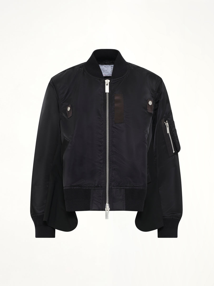 Nylon Twill x Wool Suiting Blouson in Black