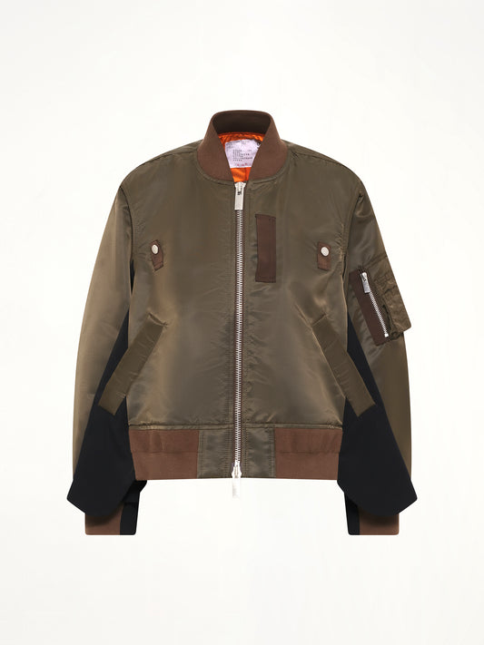 Nylon Twill x Wool Suiting Blouson in Dark Khaki