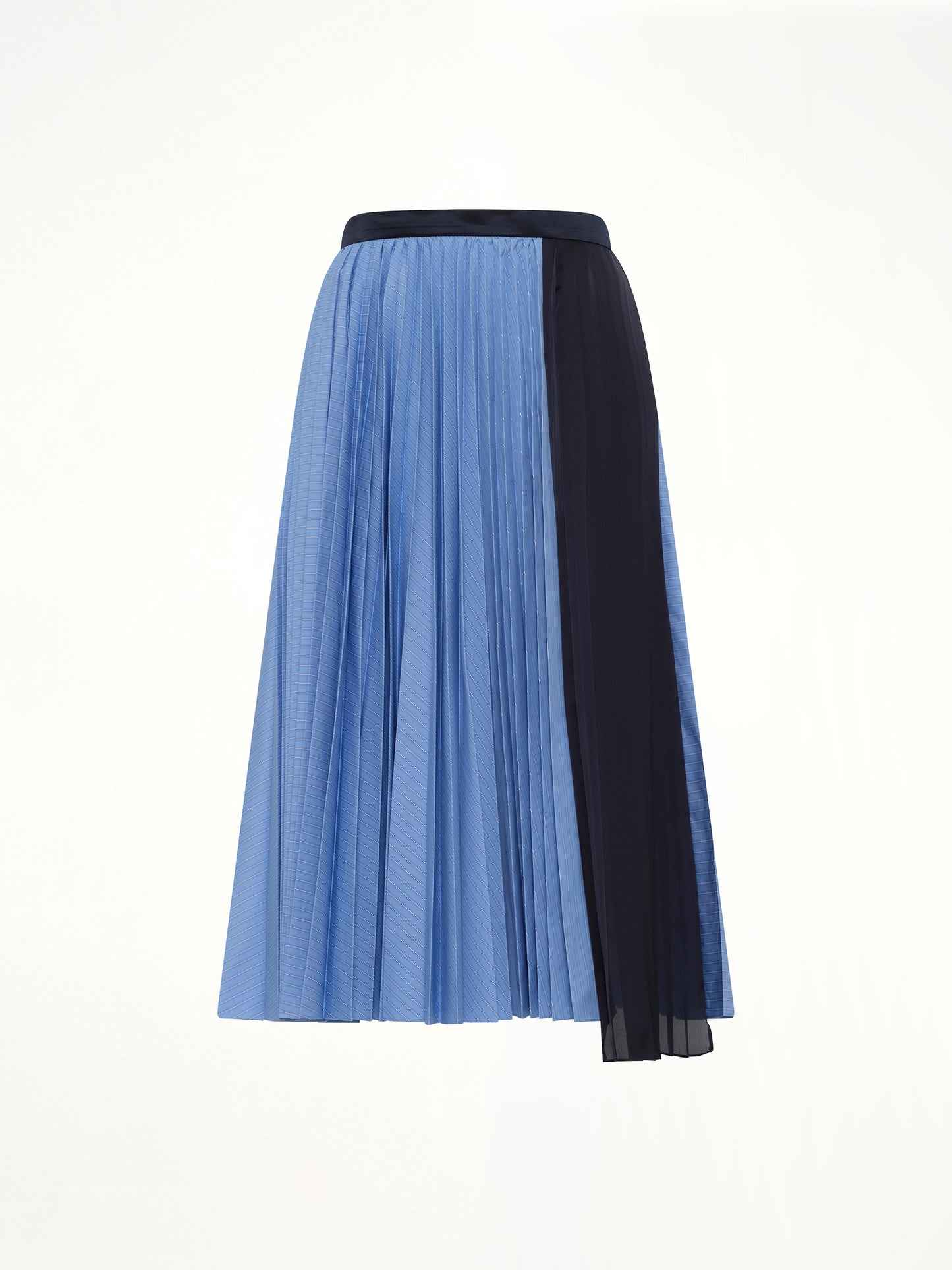 Poplin Pleat Skirt in Blue Stripe