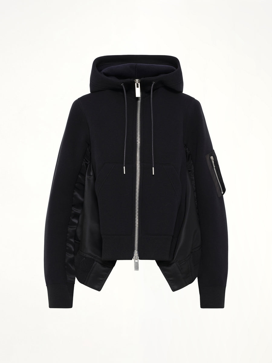 Sponge Sweat x Nylon Twill Hoodie in Black
