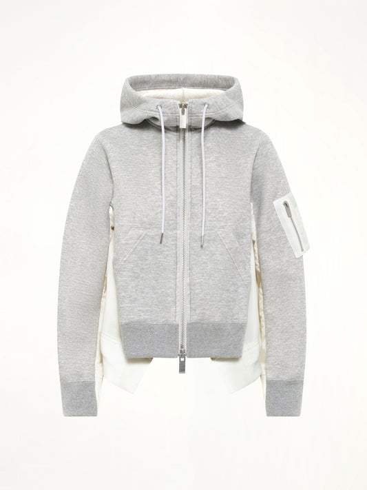 Sponge Sweat x Nylon Twill Hoodie in Grey