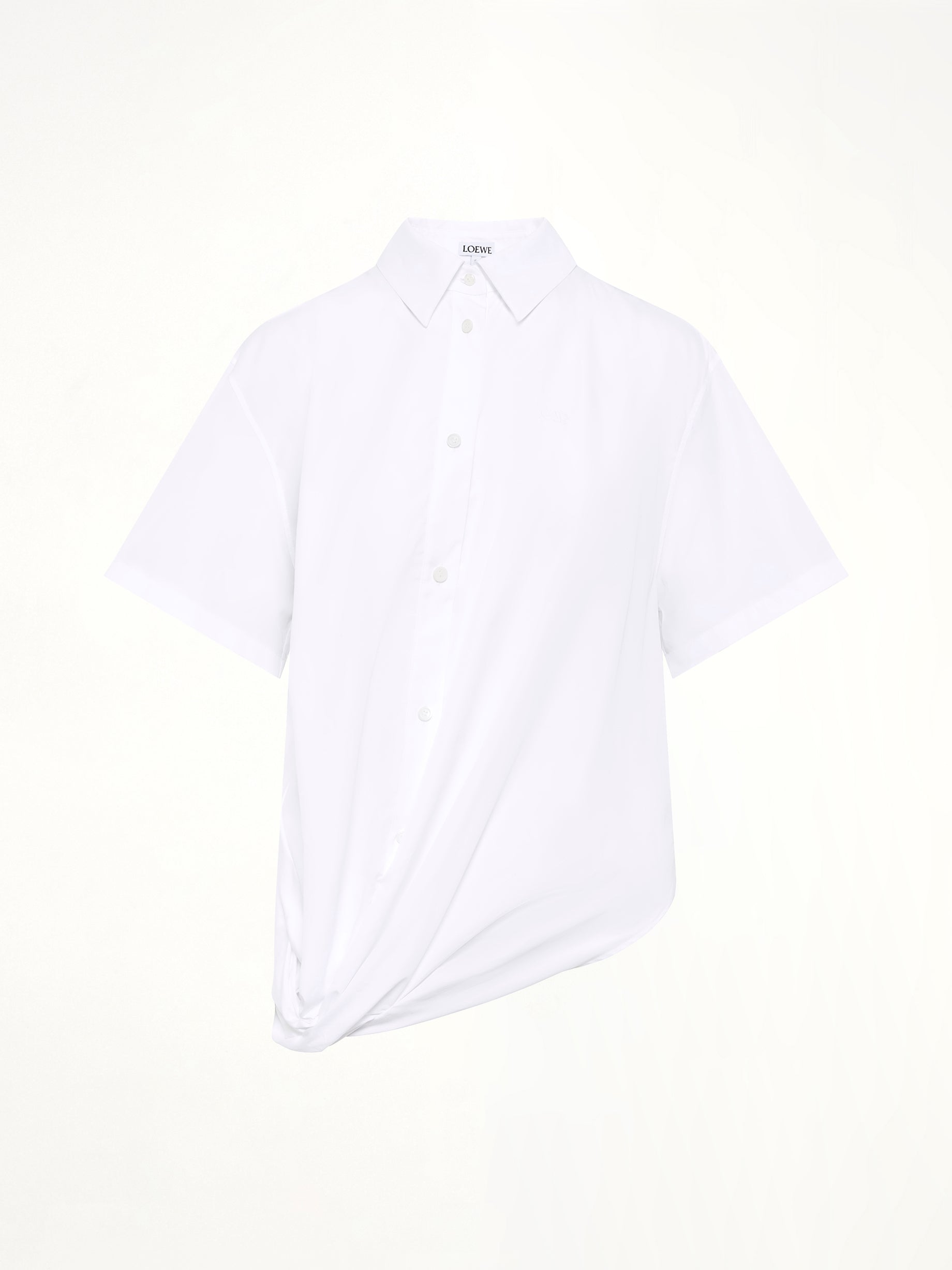 LOEWE Short Sleeve Draped Shirt in White Product Photo from MARAIS