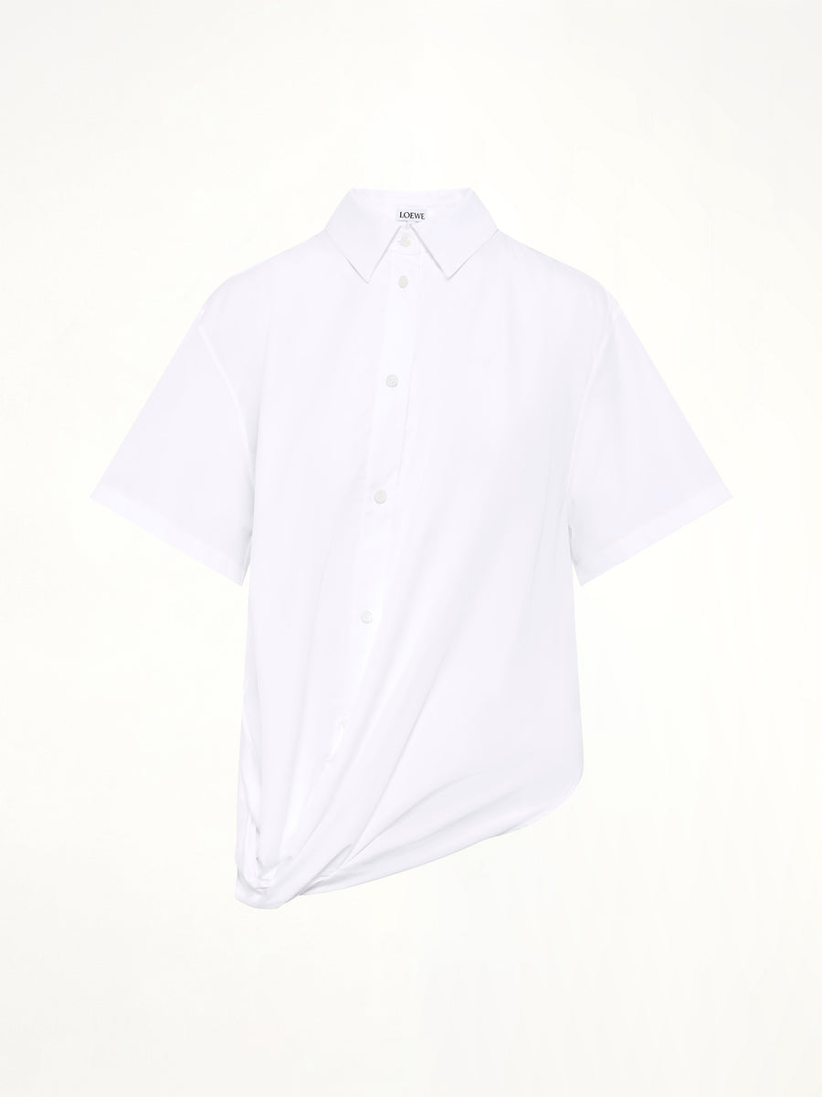 Short Sleeve Draped Shirt in White