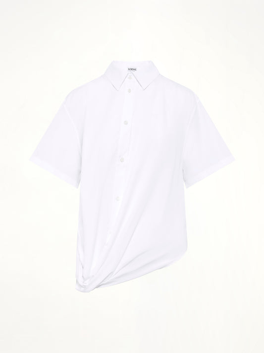 Short Sleeve Draped Shirt in White