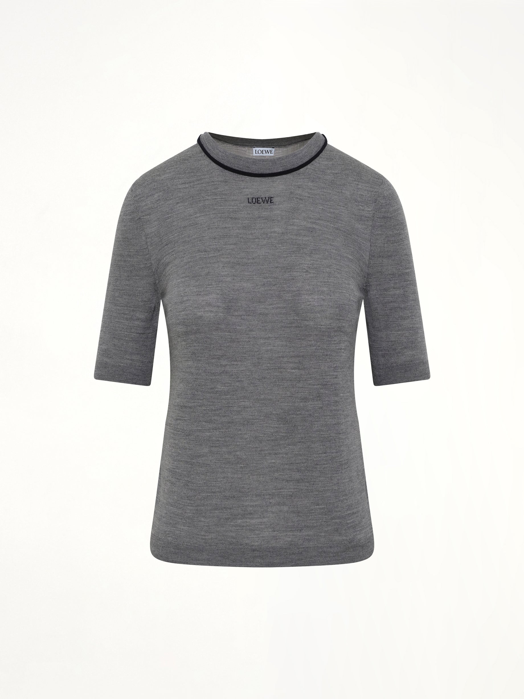 Short-Sleeve Sweater in Grey/Navy Blue
