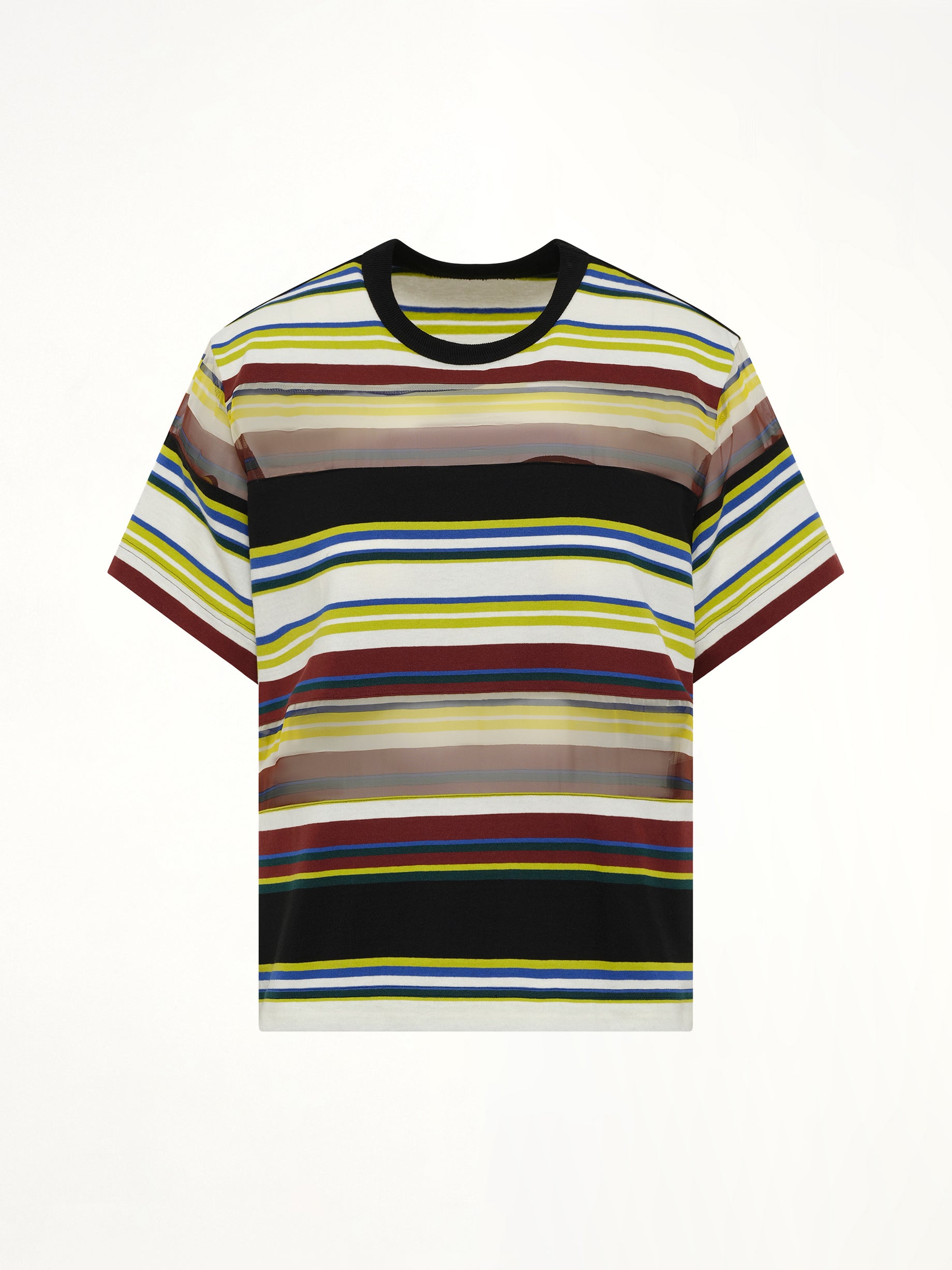 SACAI , Stripe Cotton Jersey T-Shirt in Yellow Product Photo from MARAIS