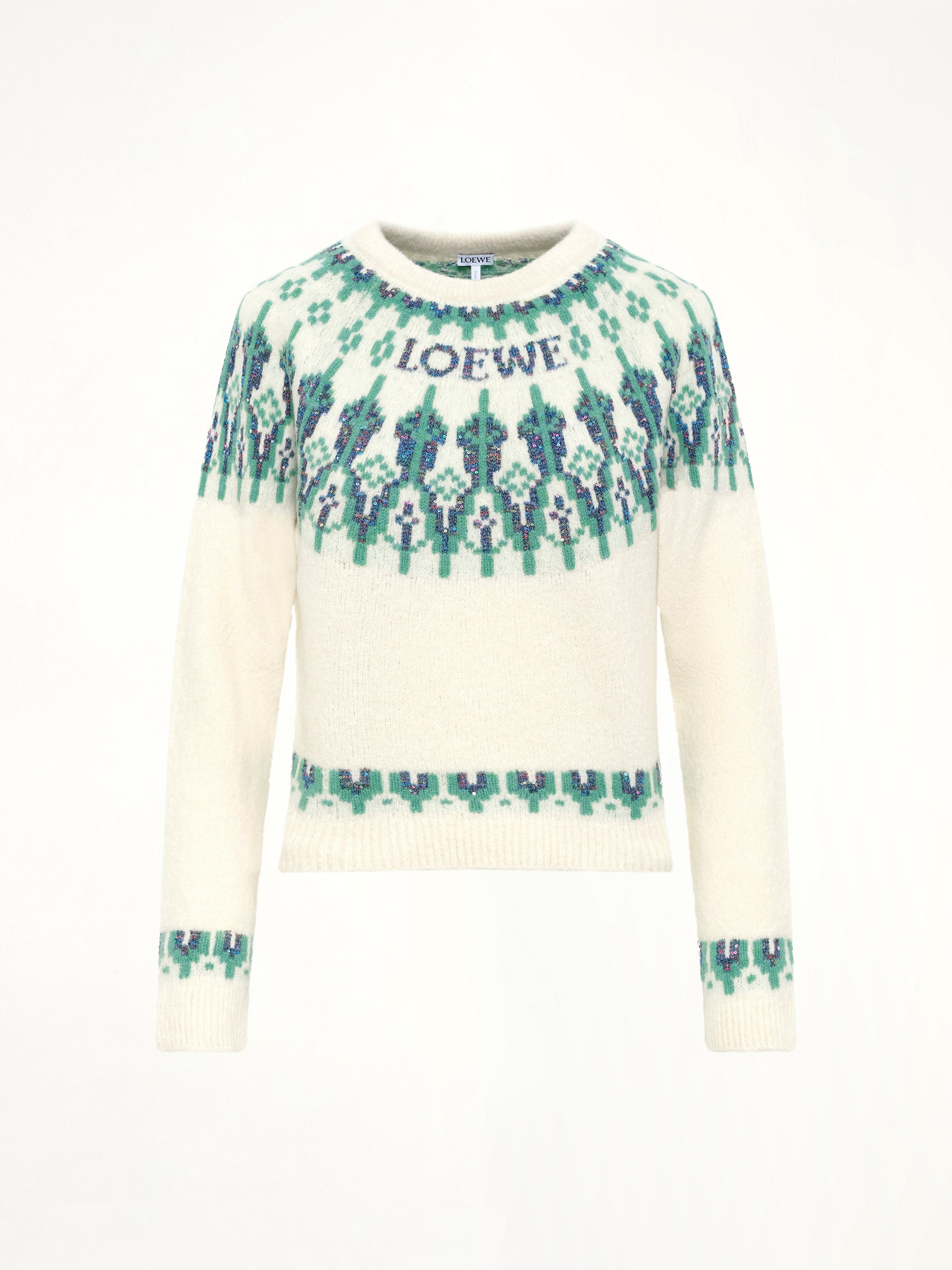Sweater in White/Mint