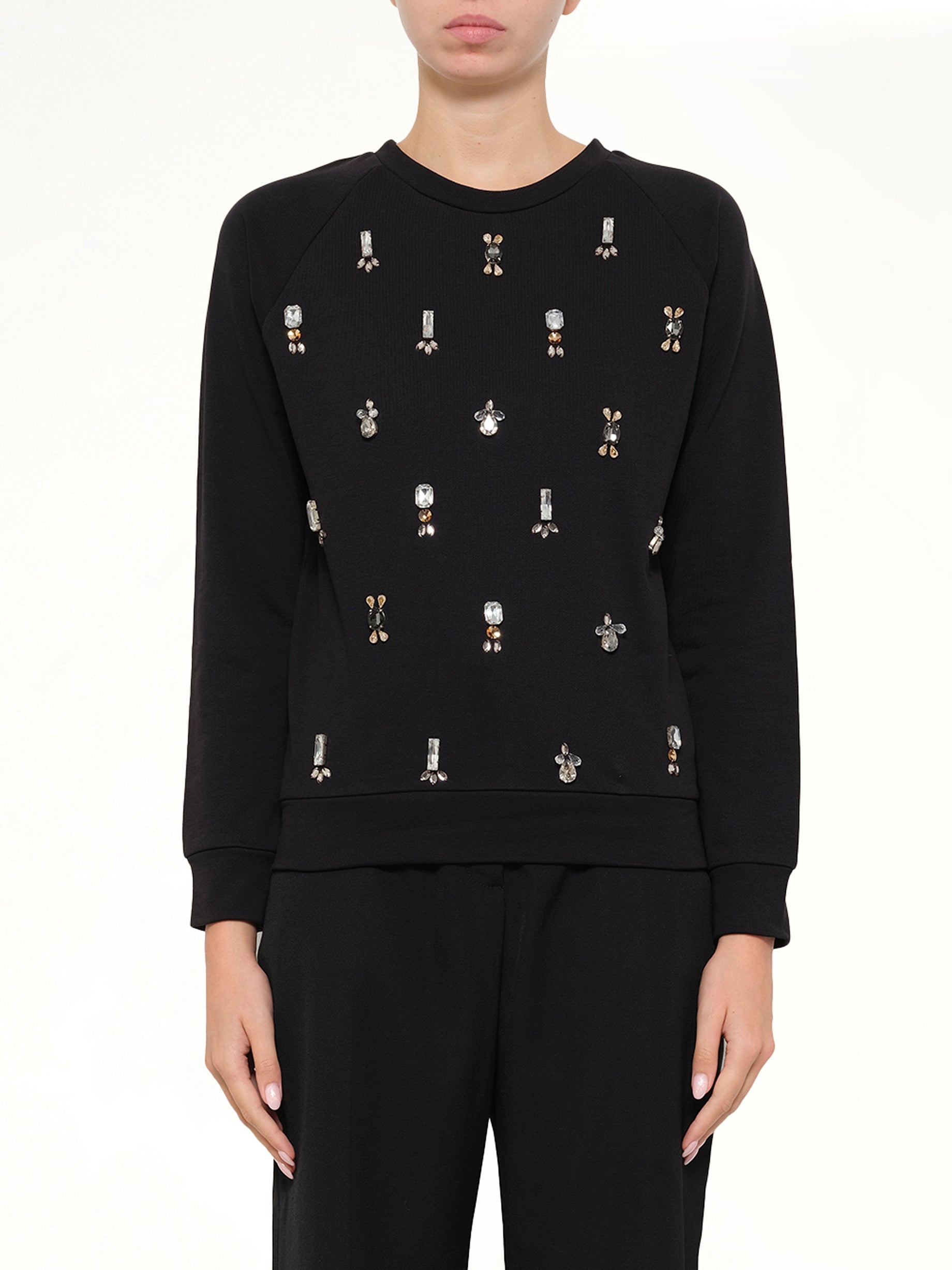 Embroidered Jersey Top in Black