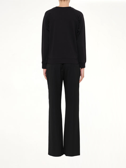 Embroidered Jersey Top in Black