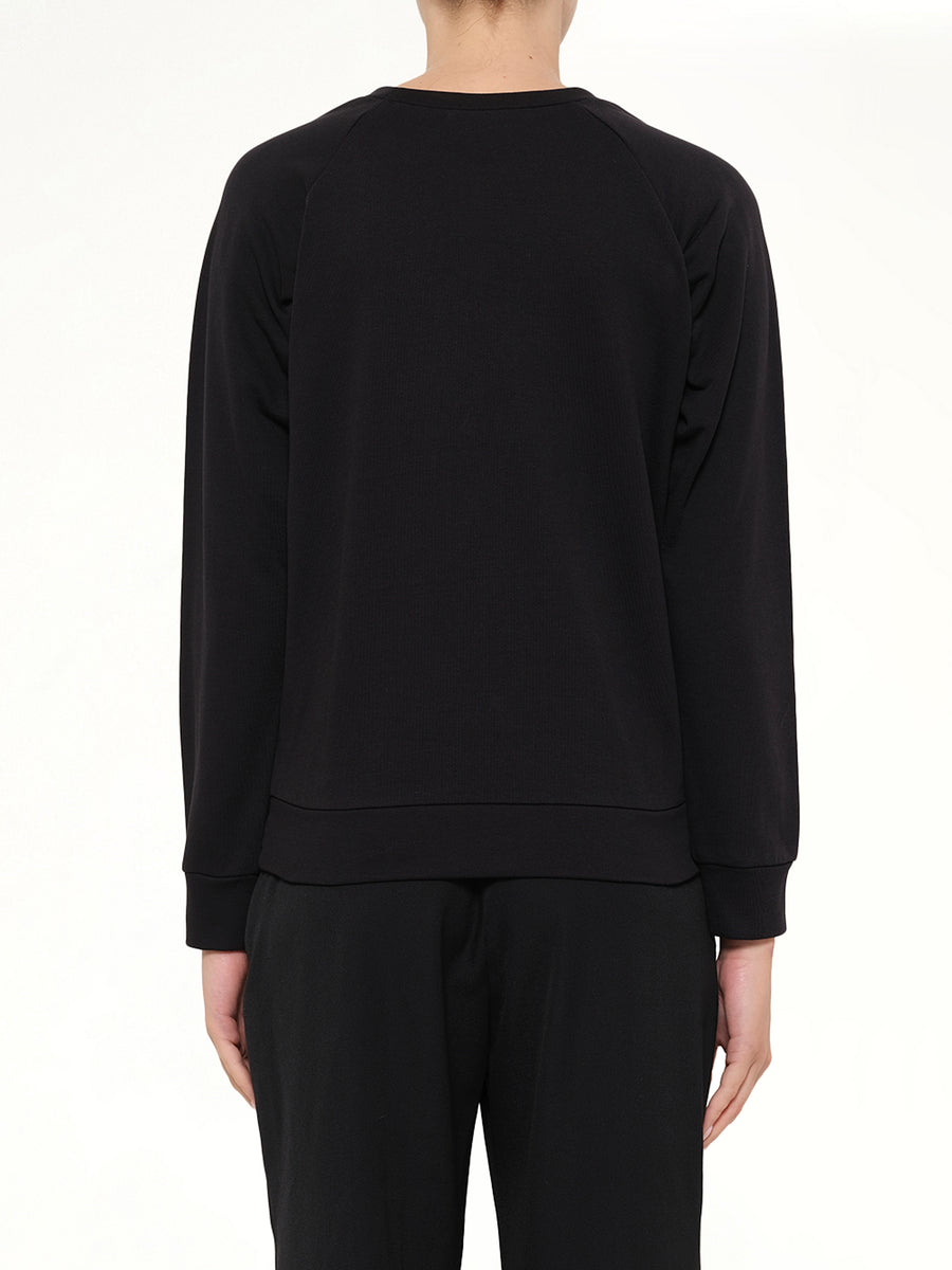 Embroidered Jersey Top in Black