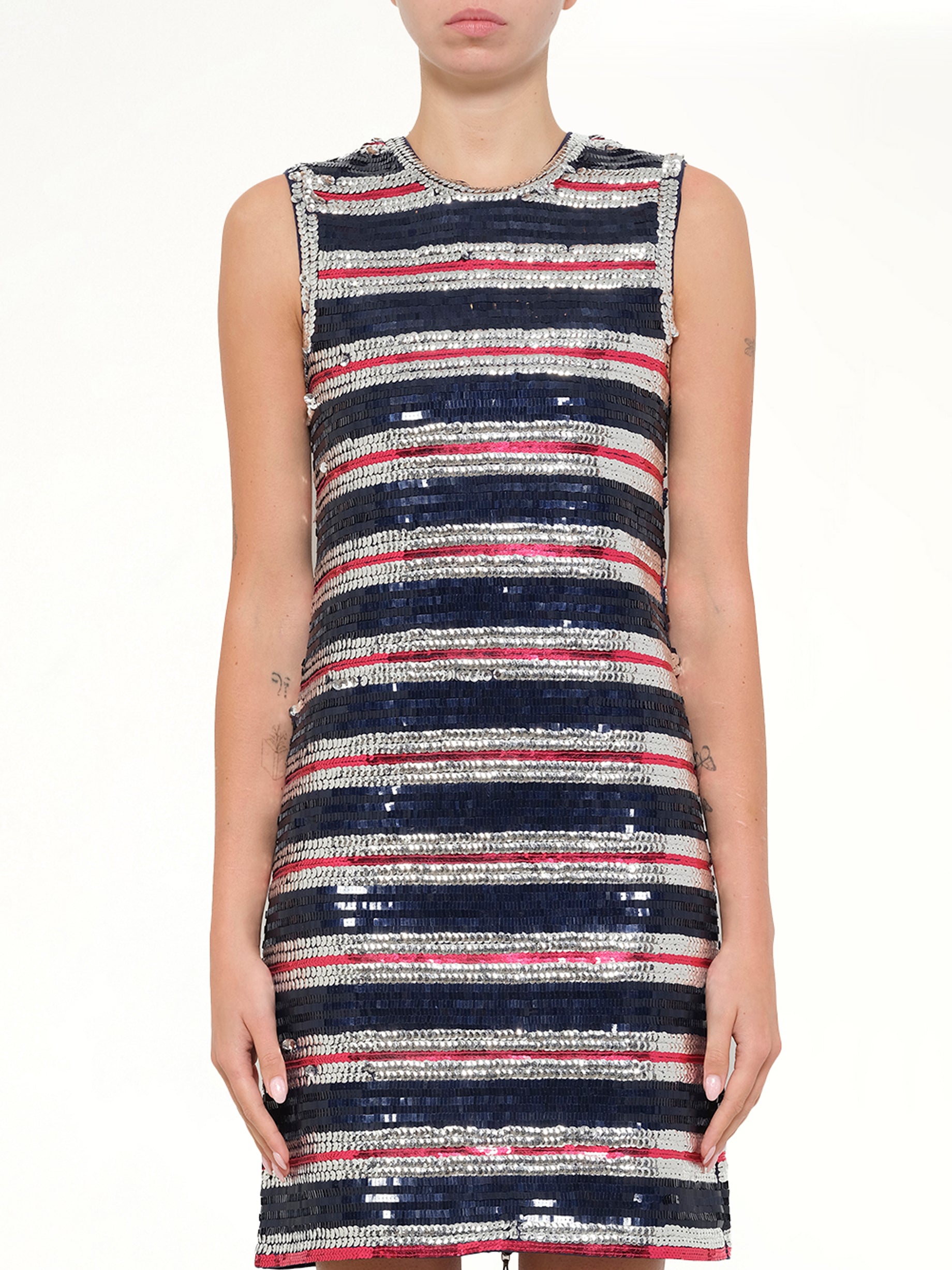 LANVIN Embellished Long Jersey Dress in Blue Front View from MARAIS