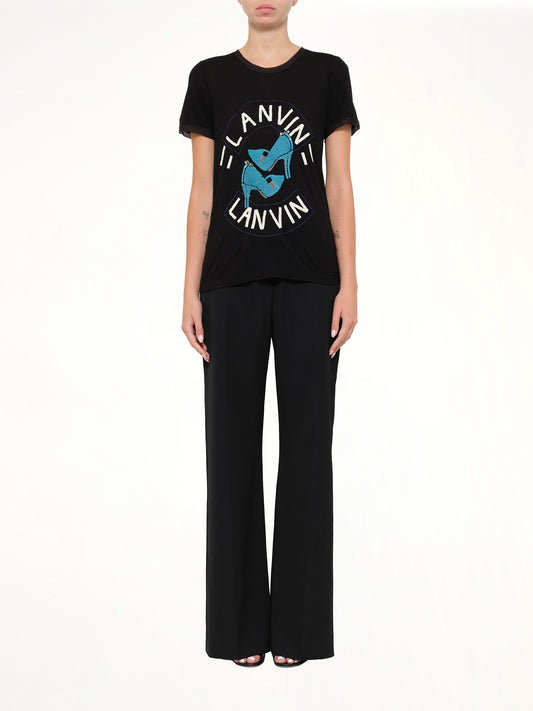 Lanvin Embroidered Jeresy Top in Black