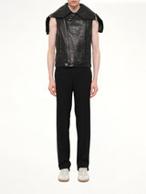 Podium Short Sleeve Leather Jacket in Black